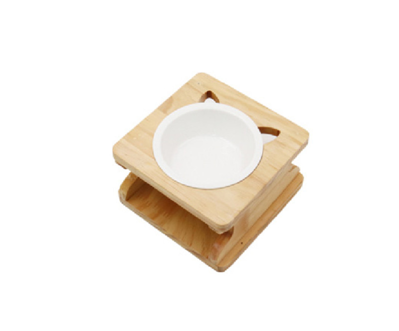 Solid wood stand ceramic single bowl